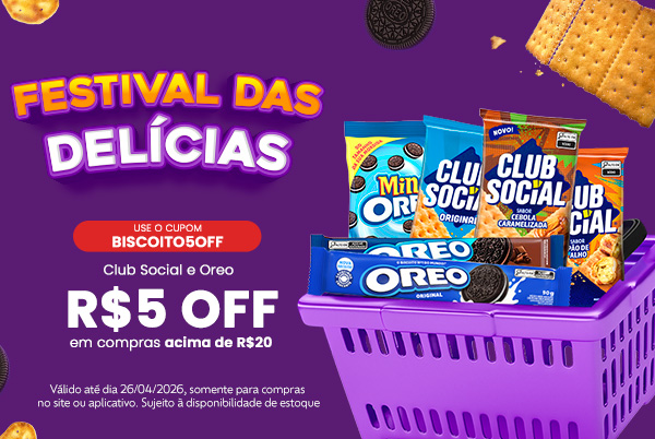 Cupom BISCOITO5OFF de 20 a 26/04